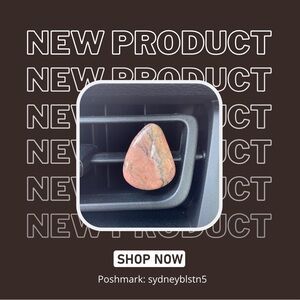 Burning Wood Agate Car Vent Clip Hand Crafted